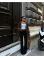 Siyah Likralı İspanyol Paça Denim