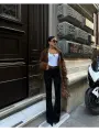 Siyah Likralı İspanyol Paça Denim