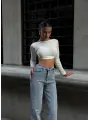 Yüksek Bel Işıltılı Taşlı Premium Jean