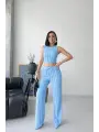 Bebek Mavisi Halter Fitilli İkili Takım