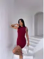 Bordo Drapeli Sandy Kumaş Elbise