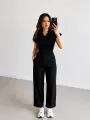 Siyah Kuşaklı Keten Tulum