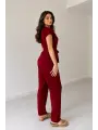 Kırmızı Kuşaklı Keten Tulum