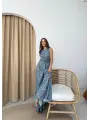 Desenli İspanyol Kuşaklı Tasarım Tulum (Mavi)
