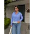 DANTEL DETAY ÇİZGİLİ MAVİ GÖMLEK