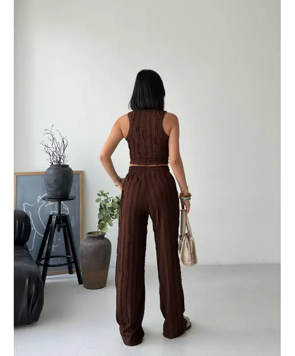 Kahverengi Halter Fitilli İkili Takımı