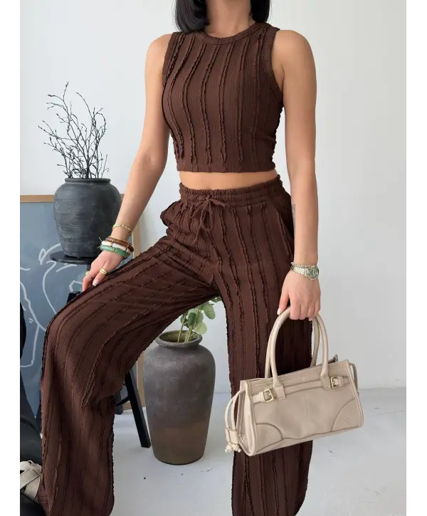 Kahverengi Halter Fitilli İkili Takımı