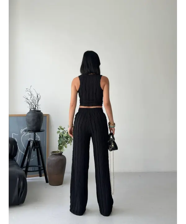 Siyah Halter Fitilli İkili Takım
