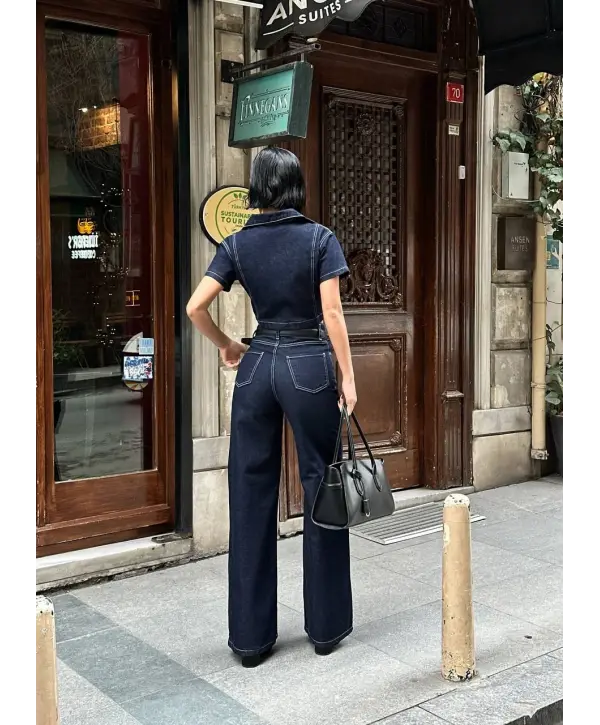 Frame Crop & Palazzo Pantolon Denim 2’li Takım