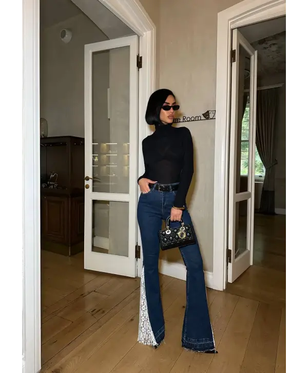 Tasarım Tül Detaylı Jean