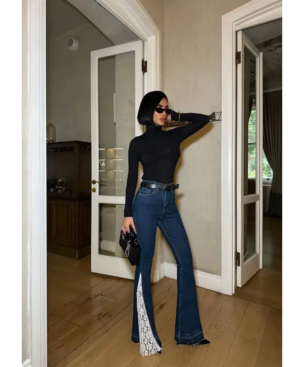 Tasarım Tül Detaylı Jean