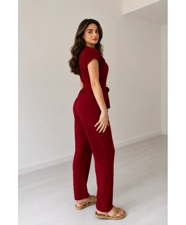 Kırmızı Kuşaklı Keten Tulum