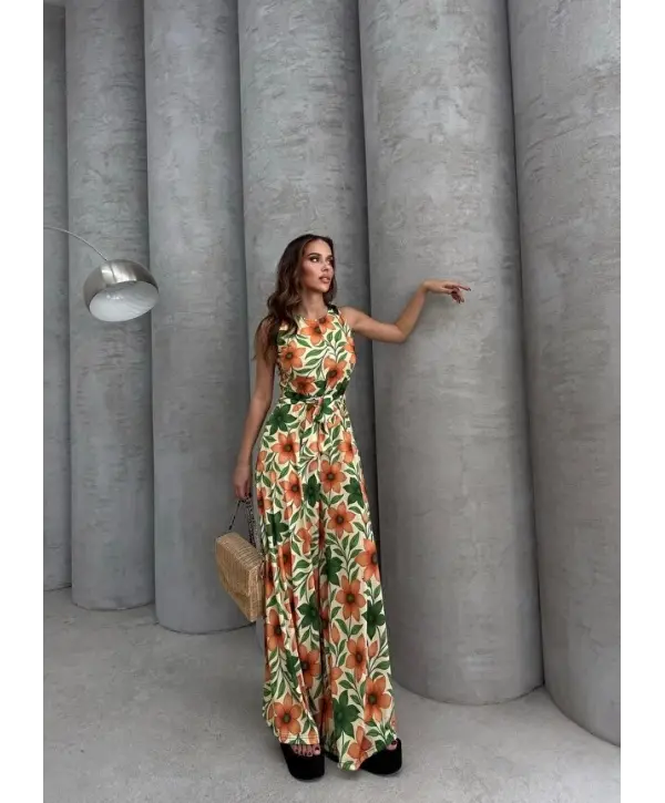 Desenli İspanyol Kuşaklı Tasarım Tulum