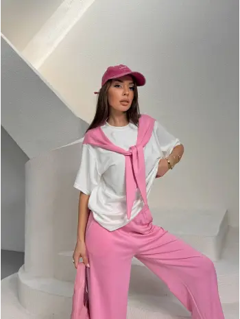 Pembe Bağlama Detaylı Alt Üst Takım