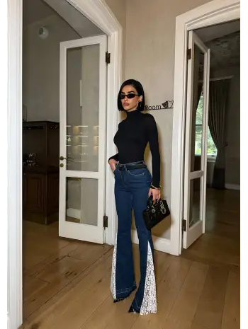 Tasarım Tül Detaylı Jean