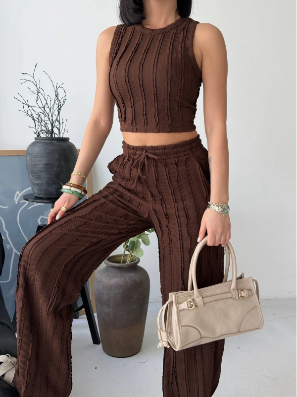 Kahverengi Halter Fitilli İkili Takımı
