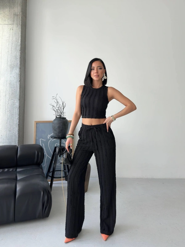 Siyah Halter Fitilli İkili Takım
