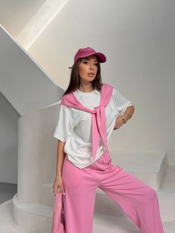 Pembe Bağlama Detaylı Alt Üst Takım