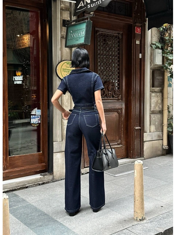 Frame Crop & Palazzo Pantolon Denim 2’li Takım