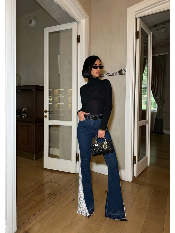 Tasarım Tül Detaylı Jean