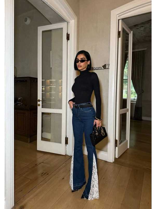 Tasarım Tül Detaylı Jean