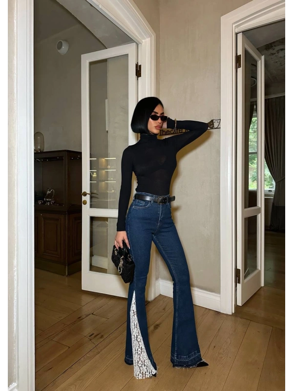 Tasarım Tül Detaylı Jean