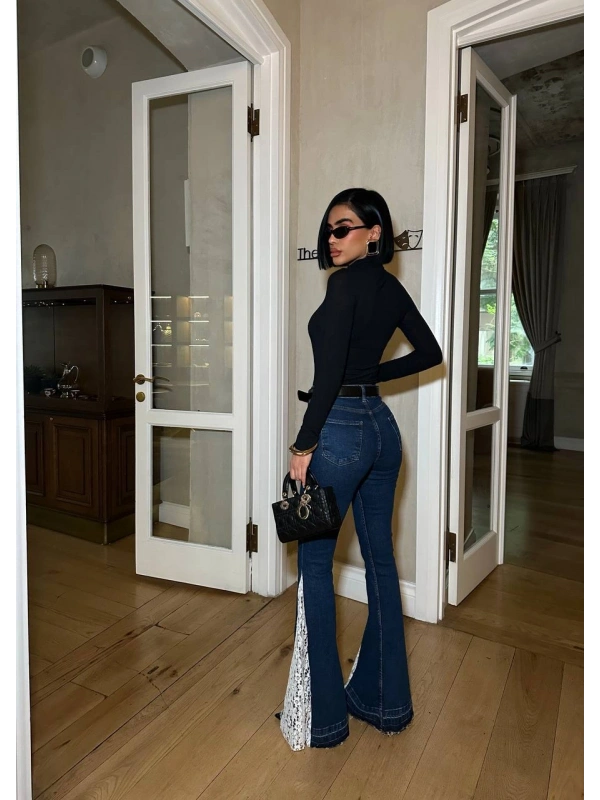 Tasarım Tül Detaylı Jean