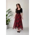 Kırmızı Ekose Desen Vatkalı U Yaka Midi Elbise