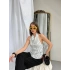 Beyaz Puantiyeli Degaje Bluz