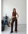 Kahverengi Halter Fitilli İkili Takımı
