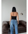 Siyah Boyundan Halka Askılı Bluz