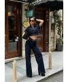 Frame Crop & Palazzo Pantolon Denim 2’li Takım