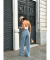 Palazzo Fit Özel Çiçek Nakışlı Tasarım Denim Jean