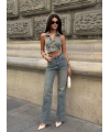 Sırt Dekolteli Jean Tasarım Crop