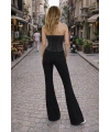 Taşlı Işıltılı Kot Denim Düğmeli Büstiyer