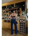 Lacivert Taşlı Denim Kot Pantalon Parlak Jean