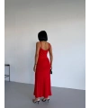 İnce Askılı Kırmızı Uzun Elbise