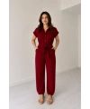 Kırmızı Kuşaklı Keten Tulum
