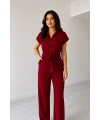 Kırmızı Kuşaklı Keten Tulum