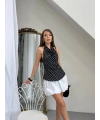 Siyah Puantiyeli Degaje Bluz