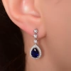 Blue Saphir Pırlanta Altın Küpe