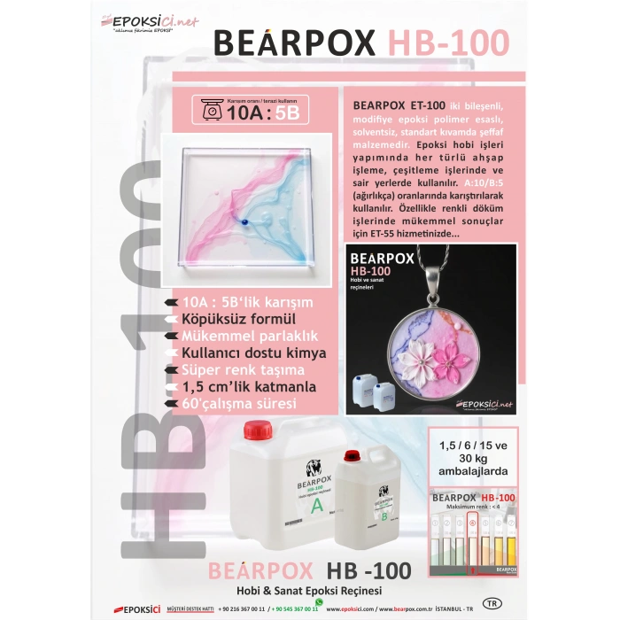 BearPOX HB 100 Hobi ve Sanatsal epoksi reçine 1500 g Set