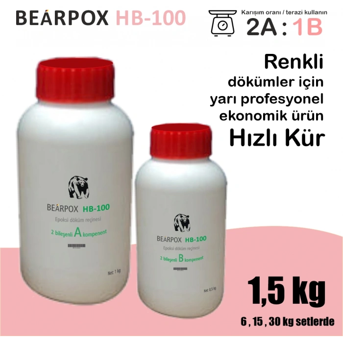 BearPOX HB 100 Hobi ve Sanatsal epoksi reçine 1500 g Set