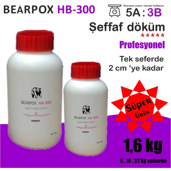 BearPOX HB 300 Hobi ve Sanatsal epoksi reçine 1600 g Set