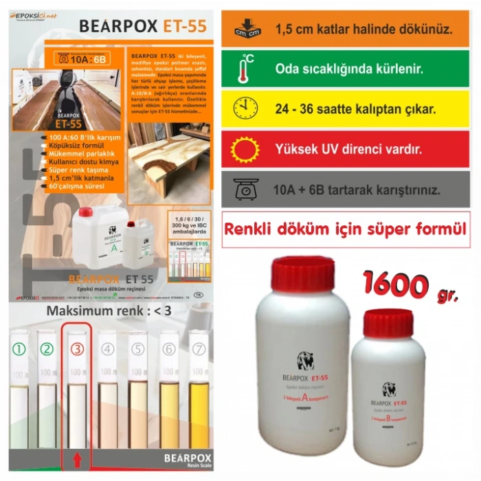 Epoksi Masa Reçinesi BEARPOX ET-55 1600 g