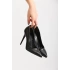 Kadın Klasik Topuklu Ayakkabı 7040 - Siyah Kroko