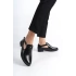 Günlük Rahat Kadın Kemerli Casual Ayakkabı PTK401 - Siyah Rugan