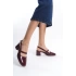 Kadın Arkası Açık Kemer Toka Detaylı Rahat 5 cm Klasik Topuklu Ayakkabı DRK020 - Bordo