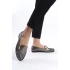 Kadın Günlük Rahat Tokalı Casual Klasik Ayakkabı Babet LRS01 - Gri