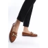 Kadın Günlük Rahat Tokalı Casual Klasik Ayakkabı Babet LRS03 - Kahverengi
